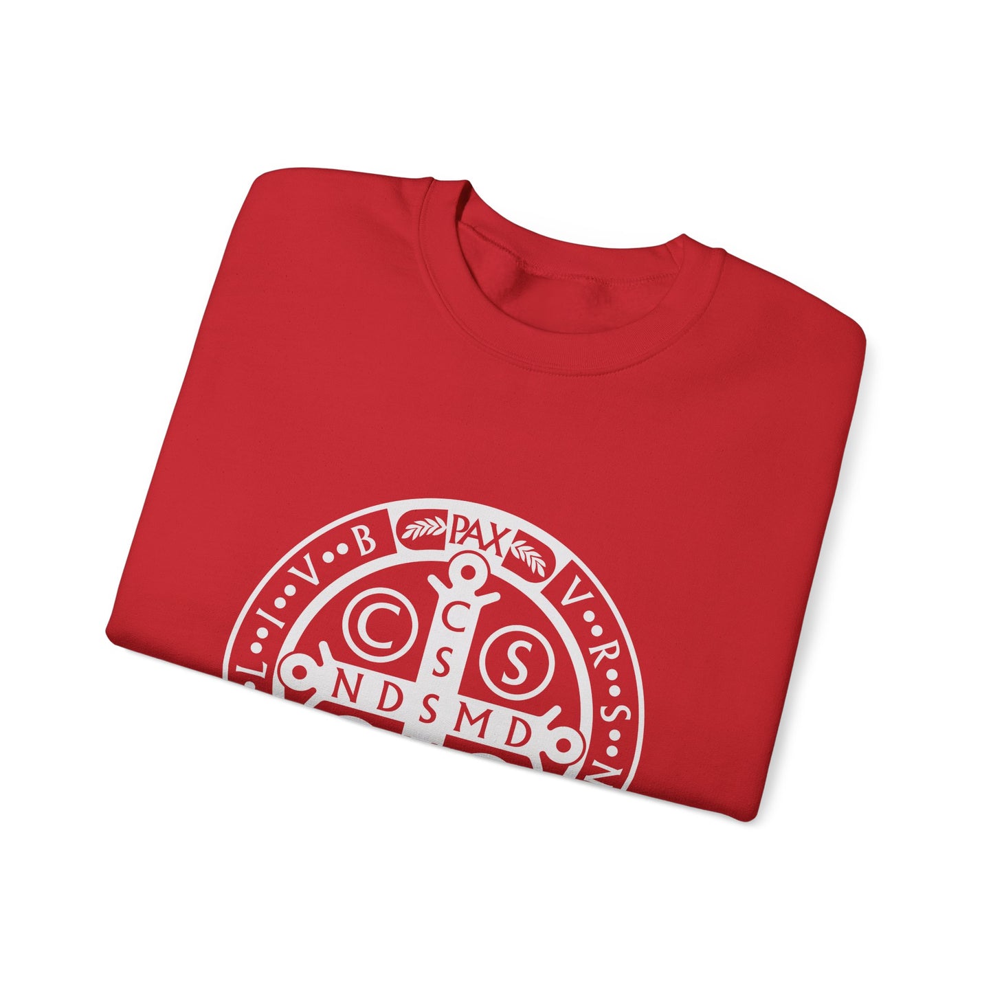 St Benedict Medal Crewneck Sweatshirt for the Faithful Warrior